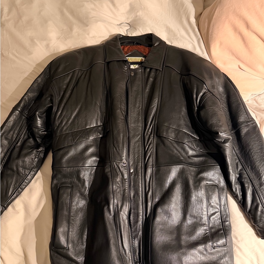 Vintage Men's Black Leather Jacket